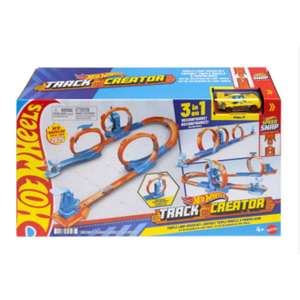 Hot Wheels Toy Car Track Set, Triple Loop Pack & 1:64 Scale Vehicle, Track-Building Components with 4 Loops, Speed Snap Tracks & Adapters
