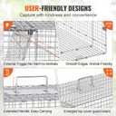 VEVOR Live Animal Cage Trap, 42" x 16" x 18" Humane Cat Trap Galvanized Iron, Folding Animal Trap Cage with Handle for Stray Dogs, Armadillos, Raccoons, Foxes