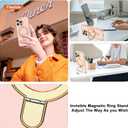 Compatible with iPhone 14 Pro Max Case with Magnetic Ring Stand [Compatible with Mag-Safe] [Full Camera Lens Protector] Soft Plating Phone Case for iPhone 14 Pro Max 6.7", Solid Pink