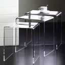 Clear Acrylic Nesting Tables (Set of 3) Urban Square Plastic Synthetic Tile