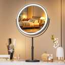 Hasipu 10-inch Lighted Makeup Mirror with Magnification, Rechargeable 3000 mAh Vanity Mirror with Lights, Desk Mirror with Dimmable Brightness, 3 Lighting Modes, Height Adjustment, Black (5"L x 18"W)