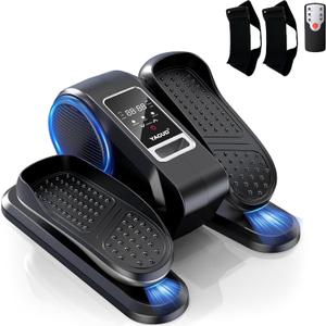 Under Desk Elliptical Machine, Electric Ellipse Leg Exerciser for Senior, 12 Adjustable Speeds Quiet and Portable Seated Pedal Exerciser for Training with Remote Control (Silver)