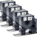 Rhino 5200 Tape Compatible with Dymo 18445 Permanent Vinyl Tape 19mm 3/4 Inch Industrial Rhino Label, Work for Dymo Rhino 4200 5000 5200 6000 Label Maker Refills, 4 Pack