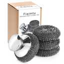 4PCS Steel Wool Scrubber Pads, Stainless Steel Scrubber Set with 3Pcs Steel Wool Pads, Steel Scrubber for Dishes, Ideal for Cleaning Cast Iron, Pots, Pans, Grills, Stoves, Sink, Kitchen Household