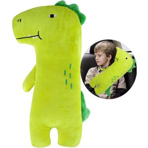 Car Travel Pillow for Kids Car Seat Pillow Cute Cartoon Travel Pillow Cushion Breathable Head and Body Support Pillow for Sleeping Travel Neck Rest Car Seat Pillow Long Journey&Road Trip (Dinosaur)