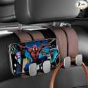 Ahuoeed Car Purse Hook for Headrest 2Pcs Headrest Hooks for Car Seat Back Storage,100% Leather Car Hanger with Metal Hooks, Suitable for Car Organizers and Storage, Seat, Bag, Purse(Brown)