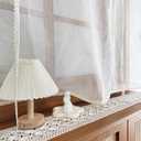 Romantic Floral Tie Up Curtains for Small Window Elegant Lace Balloon Sheer Curtain for Kitchen Bedroom Adjustable Sheer Curtain Valance for Bathroom Rod Pocket, 1 Panel (Beige,W52 L63 inch)