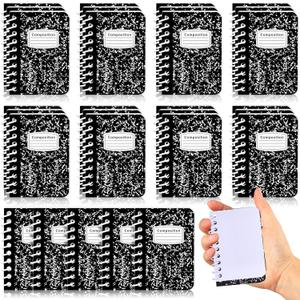 Sinload 30 Pack Mini Spiral Composition Notebooks Bulk 3.5 x 2.5 Inches Blank Marble Small Tiny Pocket Notebooks 80 Pages Memo Pads for Journal Office College School Students Graduation Gifts(Black)