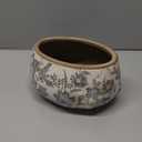 Ninehaoou 7.8 Inch Large Vintage Ceramic Planter Ice Crack Glaze Gray Lily Floral Flower Pot with Drainage Hole Rustic Decorative Plant Pots Gifts for Home Kitchen Office Indoor Outdoor Plants