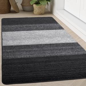 Kitinjoy Indoor Outdoor Door Mat, 71x47 Non-Slip Absorbent Dirt Trapper, Low-Profile Washable Inside Entrance Front Floor Mat, Sturdy Soft Entry Doormats for Entryway, Black (71" x 47")