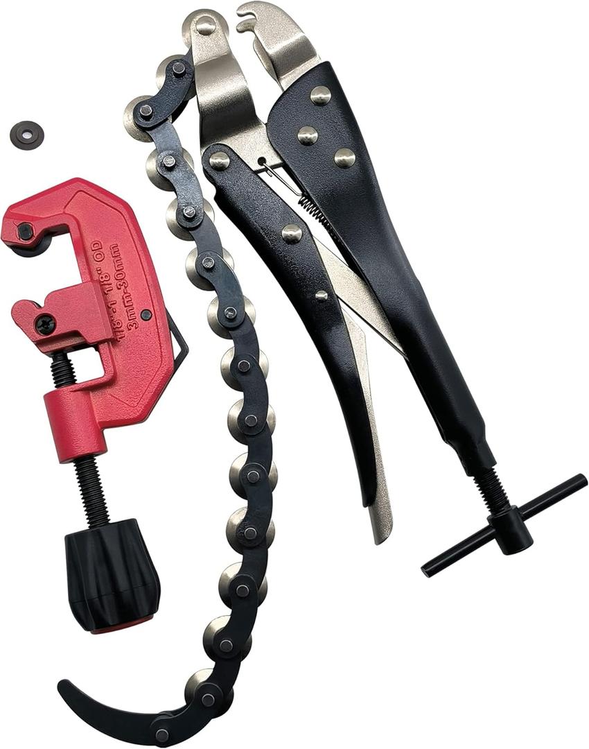 MacWork 2Pcs Tubing Cutter Set with Heavy Duty Pipe Cutter and Locking Exhaust Pipe Cutter