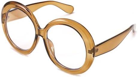 FEISEDY Oversized Blue Light Blocking Glasses Women Men Retro Big Round Frame Eyewear Clear Lens Computer Glasses B2997