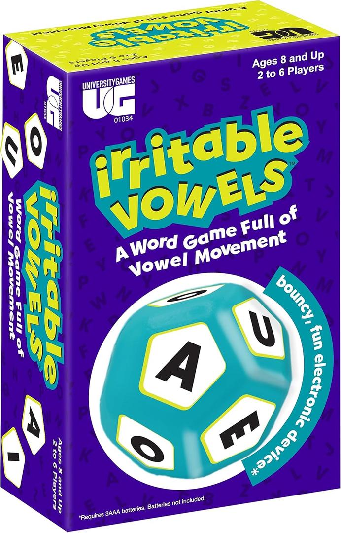 University Games, Irritable Vowels, The Jumpy Bouncy Word Game, for Ages 8 and Up and 2 or More Players