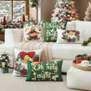 2 x Artscope Christmas Oh Holy Night Merry Bright Jesus Wreath Throw Pillow Covers 20x20 Inch Set of 4, Winter Hoilday Christmas Decoration Pillow Cases for Home Sofa Couch Decor-Green