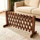 Expandable Wooden Dog Gate, Indoor Outdoor Dog Fence(Charcoal, M)