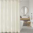 NICETOWN Natural Beige Waterproof Fabric Linen Texture Cloth Shower Curtain Set, 72 Inch Length Farmhouse Bathroom Decor with 12 Rustproof Metal Hooks, 72x72 Inch, 1 Panel, Wrinkle-Free