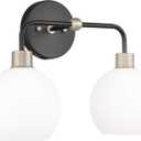 Linea di Liara Lukasa Modern Bathroom Vanity Lights Fixtures 2-Lights Over Mirror Lighting Matte Black with Brushed Nickel Vanity Lights for Bathroom Light Fixtures Frosted Glass Covers, UL Listed