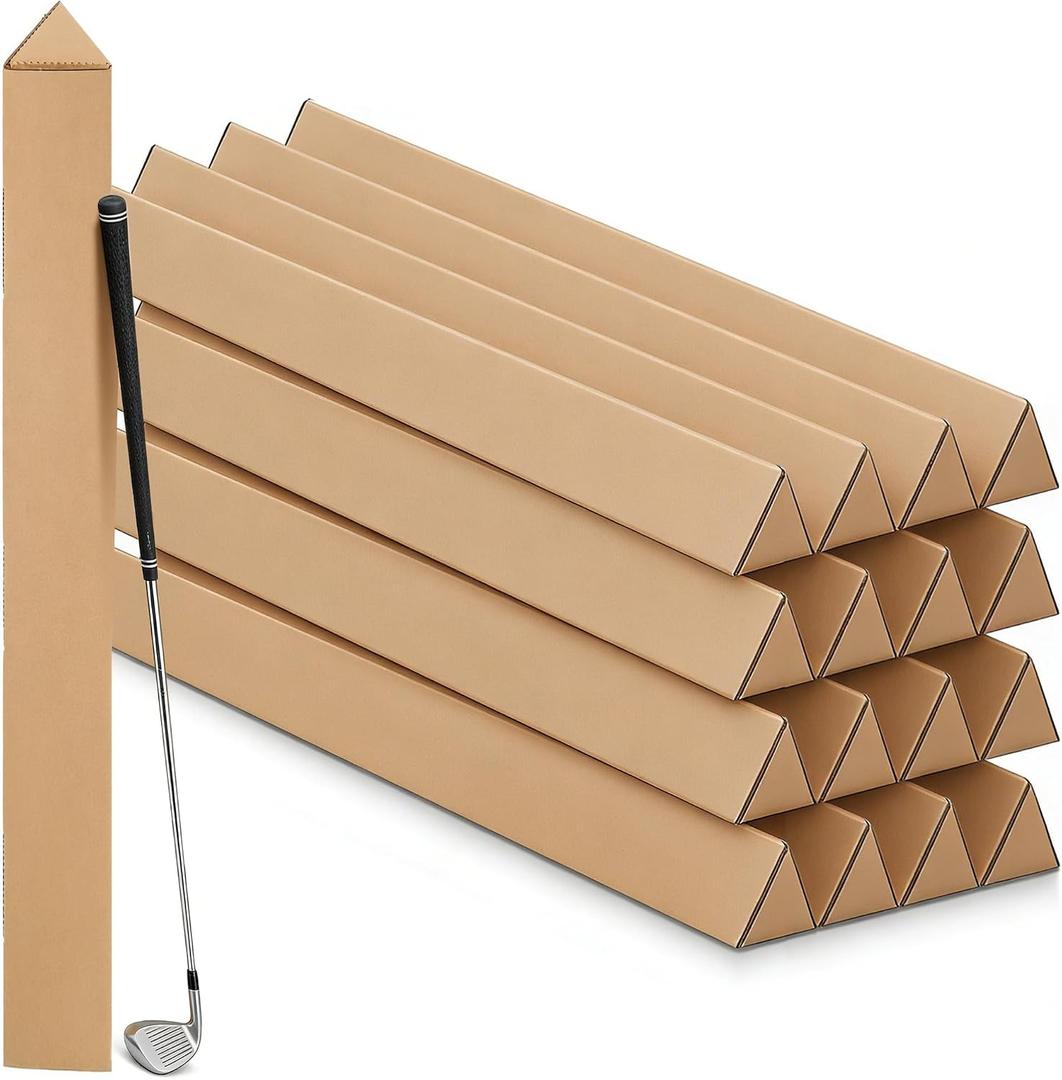 16pcs Triangle Golf Club Shipping Boxes, 4.7x4.7x47 Inch Corrugated Cardboard Long Golf Box for Enhanced Protection, Ideal for Packaging, Moving, Mailing & Storage