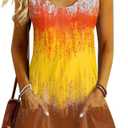 ETCYY NEW Womens Sleeveless Summer Dresses 2025 Cusual U Neck Sundresses Striped Printed Short Dress with Pocket (Small, Tiedyebyellow)