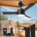 36 inch Plug-In Outdoor Ceiling Fan with Lights and Remote,LED Gazebo Hanging Fan with Hook,Dimmable Gazebo Fan,3000-6500k,Portable Fan for Gazebo,Balcony,Patios,Garage,Bedroom (Black)