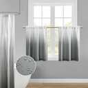XTMYI Half Curtains for Windows Bathroom Decorative Ombre Design 80% Blackout Waterproof Blinds for Shower Window,34 x 30 Inch Length,Gray and White (Grey)