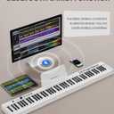 Finger Dance Folding Piano Keyboard 88 Keys, Portable Electric Keyboard with Bluetooth MIDI, Full Size Digital Piano, Wood Grain, Semi-Weighted, Touch Sensitive, with Storage Bag for Beginner
