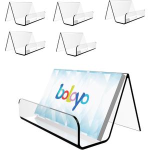 Boloyo Acrylic Business Card Holder for Desk , 6PC Business Card Display Stand Desktop Name Card Organizer Capacity 60 Cards