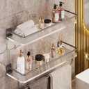 Onlysky Adhesive Bathroom Shelves, Acrylic Floating Bathroom Shelves, Rental Friendly Wall Shelf No Drill(Grey, 15.7 Inches)