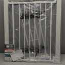 Babelio Metal Baby Gate, 29-43" Auto Close Easy Install Pet Gate PressGuard P7, Extra Wide Walk Thru Child Safety Gate, 30" Tall Pressure Mounted Dog Gate for Doorways & Stairs, White