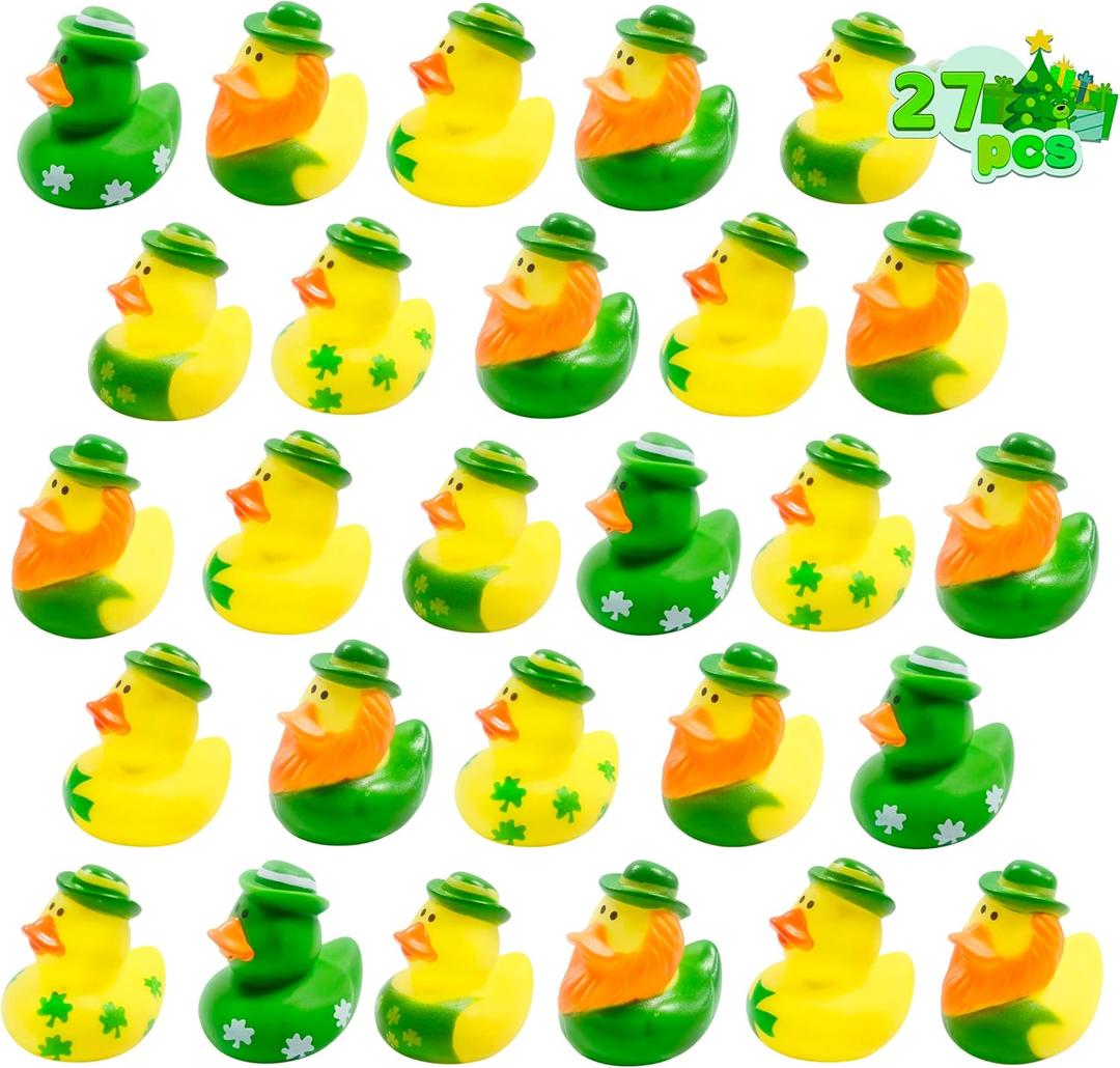 27 PCS St. Patrick's Day Rubber Ducks Baby Showers Accessories Mini 2.16" Duckies Bath Toys for Kids Girls Boys St. Patrick's Day Party Favors Gift Exchange (St. Patrick's)