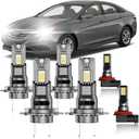 for Hyundai Sonata 2011-2014 Fog Lights Bulbs Combo, 4pcs Super Bright White Dual Beam and Fog Lights Bulbs Package, 1:1 Size as Stock Bulbs, Plug and Play