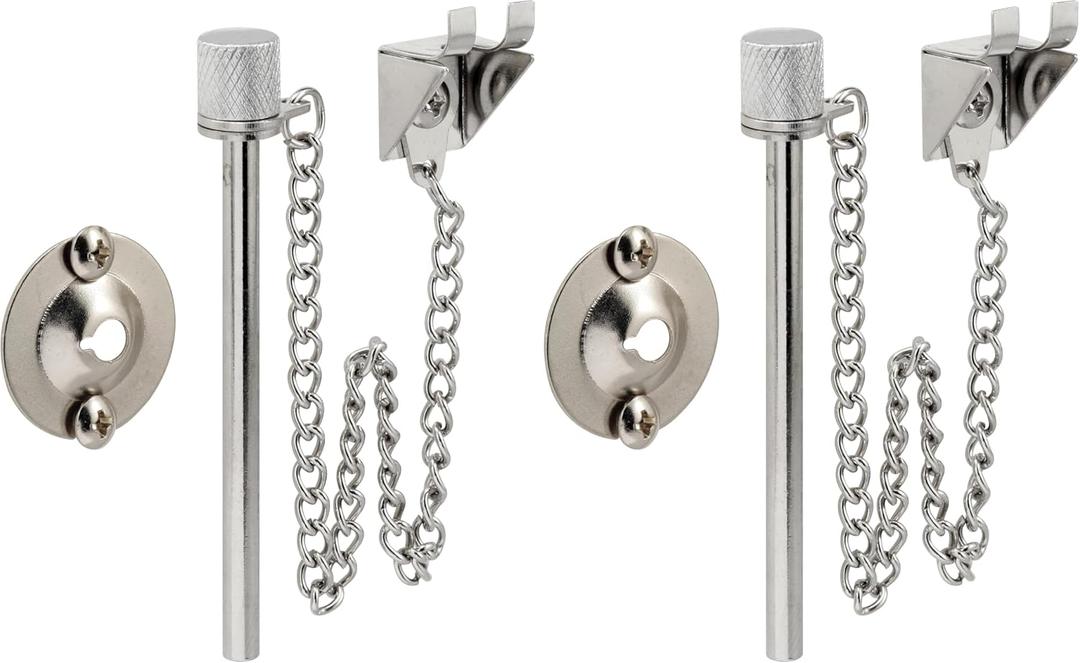 Defender Security U 9858 Sliding Patio Door Pin, 3/16 in. x 2-5/8 in., Steel Pin and Retaining Ring, Chrome Plated Finish (Single Pack) (Pack of 2)