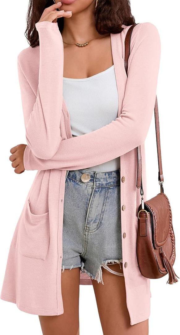 Witsmile Cardigan Sweaters for Women Lightweight Cardigan for Women Open Front Outwear with Pockets Casual Cover Ups S