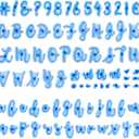 Pndeyo 83pcs Number Alphabet Cookie Stamps, Upper Lower Letter Fondant Embosser Set, Special Characters Stamp for Clay Sugar Cake Cookies Chocolate Decoration- Blue
