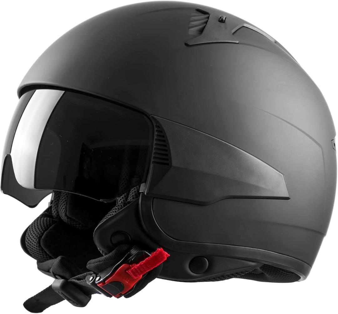 Westt Open Face Motorcycle Helmet, DOT Approved, 3/4 Helmet Motorcycle, 3 DIY Styles, Ventilation and Comfort, with Sun Visor Quick Release, for Men & Women - for Chopper, Scooter (Rover L Black)