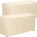 PLOYMONO Fitted Tablecloths 2 Pack, Floor Length Table Cloth for 4 FT Rectangle Table, (48x24 Inch) Polyester Table Cover for Trade Craft Show, Buffet, Banquet, Wedding(Beige)