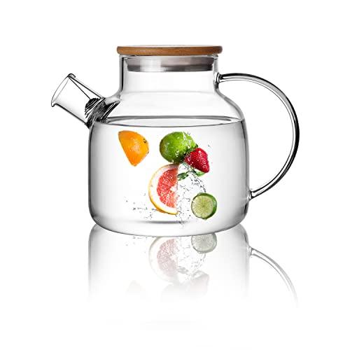 CnGlass Glass Teapot Stovetop Safe,40.6oz Clear Tea pot with Removable Filter Spout,Loose Leaf and Blooming Tea Maker
