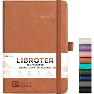 2026-2027 Planner - Academic Planner 2026-2027 Weekly Monthly Planner, July 2026 - June 2027, 5.7'' x 8.4'', Thick Paper, Leather Cover, Pen Holder, Back Pocket, Perfect Daily Organizer - Brown