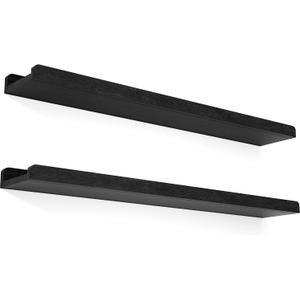 Love-KANKEI 36 Inch Long Floating Shelves Wall Mounted Set of 2, Large Wood Wall Shelves for Storage,Rustic Hanging Shelves for Display,Bedroom, Living Room,Bathroom,Kitchen, Black