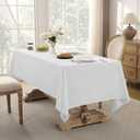 Softalker White Jacquard Rectangle Tablecloth - 60 x 120 inch Large Geometric Line Damask Table Covers Waterproof Stain Resistant Washable Polyester Table Cloths for Indoor & Outdoor