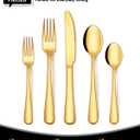 EUIRIO 40Pcs Gold Silverware Set, Stainless Steel Flatware Cutlery Set Service for 8, Mirror Polished Gold Utensils Set Include Forks Spoons Knives for Home, Wedding, Restaurant, Dishwasher Safe