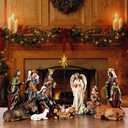 Famyards 11.8 Inch Nativity Set for Christmas Indoor 13 Pieces - Exquisite Resin Craftsmanship Nativity Scene Figurines for Table Collection Holiday Decor