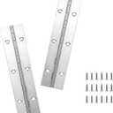 2PCS Silver 6-Inch Heavy Duty Stainless Steel Piano Hinge,2" Open Width Continuous Piano Hinges for Wood Furniture Tool,Piano Cabinets, Includes Pre-Drilled Holes and Screws.