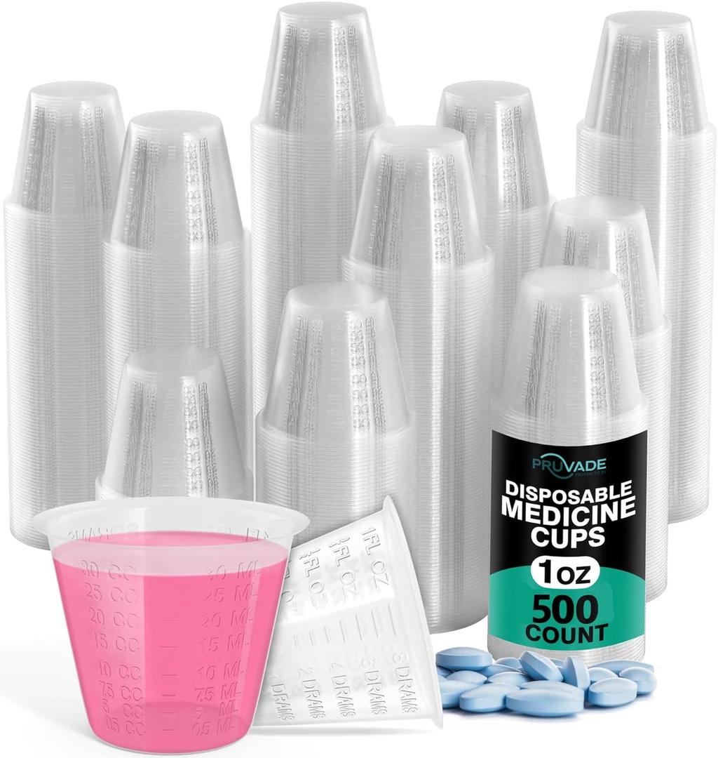 500 Pack 1-oz. Disposable Medicine Cups with Graduated Dosage Lines for Pills or Liquid, 500 Bulk Pack, Single Serve Measuring for Home, Nurse, Hospital, Medical Care |500 Pack