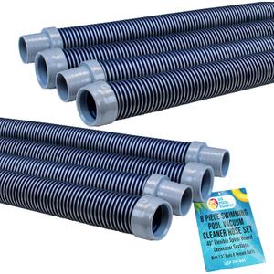 U.S. Pool Supply Pool Vacuum Hose, 8 Piece Pool Hose Set - 40" Blue Flexible Spiral Wound Connector Sections with 1.5" Male & Female Cuff Ends, Replacement Fits Most Inground Automatic Cleaner Brands (Gray)