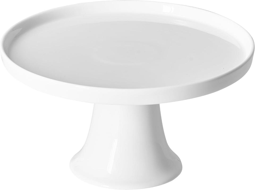 7.8" White Small Cake Stand Ceramic Cake Holder Round Dessert Stand for Cupcake Cookie Pie Muffin Fruit, Cake Plate for Party Wedding Birthday Baby Shower, DIY Decorative Display Pedestal Stand Tray