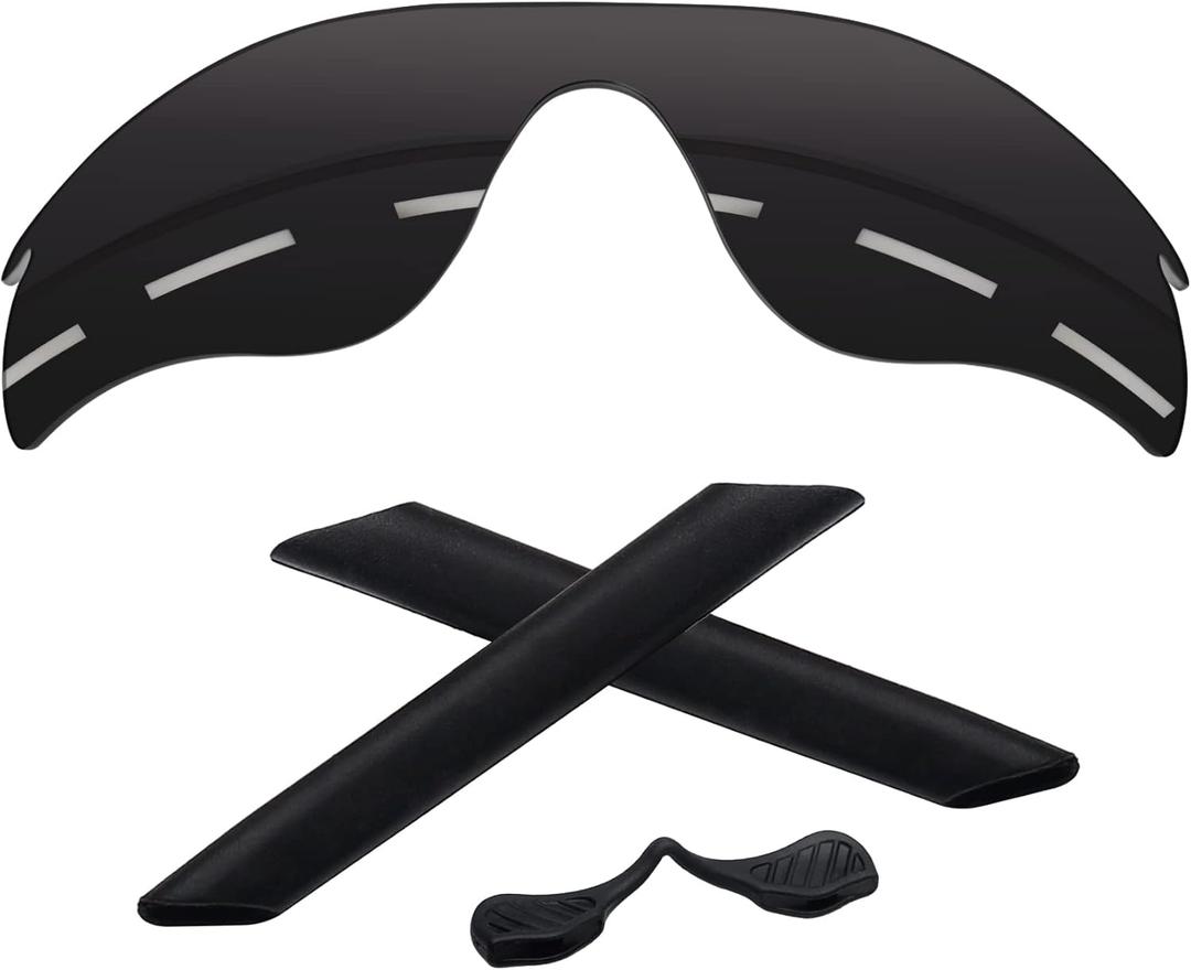 1.6MM Polarized Replacement Lenses & Rubber Kits for Oakley RadarLock Path Family Sunglasses (Carbon Black - Polycarbonate Polarized)