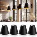 Retisee 4 Pcs 4.69''x4.13'' Industrial Iron Lamp Shade Black Barrel Metal Lampshade Industrial Vintage Metal Bulb Guard E26 Base Pendant Light Cover Replacement Lampshade for Pendant Light Wall Sconce