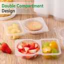 20 Pack 4.5 oz Snack Pack Containers with Lids, 2 Compartment Snack Boxes Small Plastic Portion Control Condiment Container for Dipping Sauce, Travel Snacks, Lunch