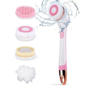 Color You Electric Body Brush for Exfoliating and Massage, Long Handle Electric Bath Brush Rechargeable Body Scrubber, Soft Silicone Spinning Skin Brush with 4 Spin Brush Heads for Man and Women